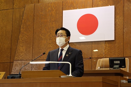 令和５年仕事始め式市長あいさつの写真