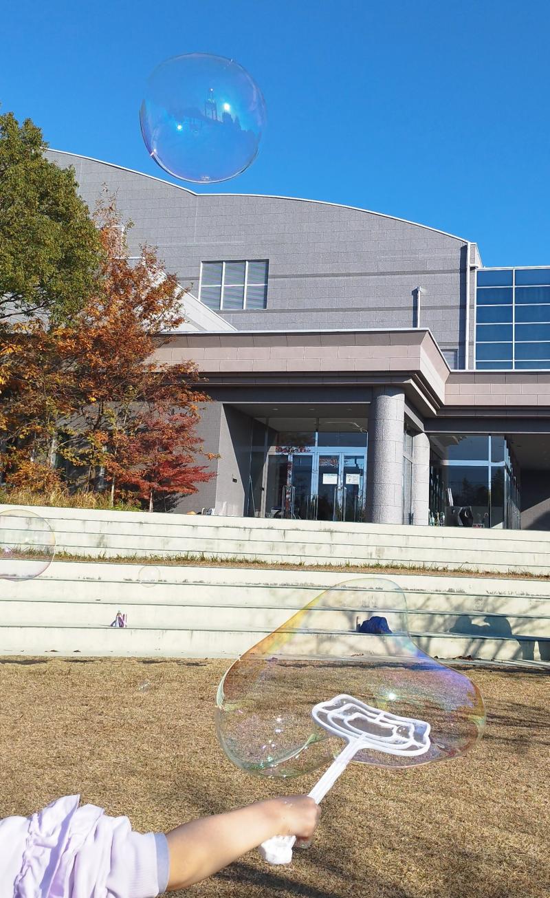 シャボン玉を飛ばしている様子